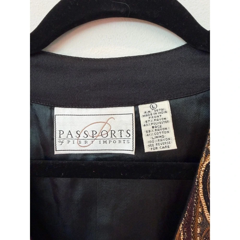 Passports Pier 1 Imports Vintage Paisley Tapestry Vest Brown Gold Beaded Mens L